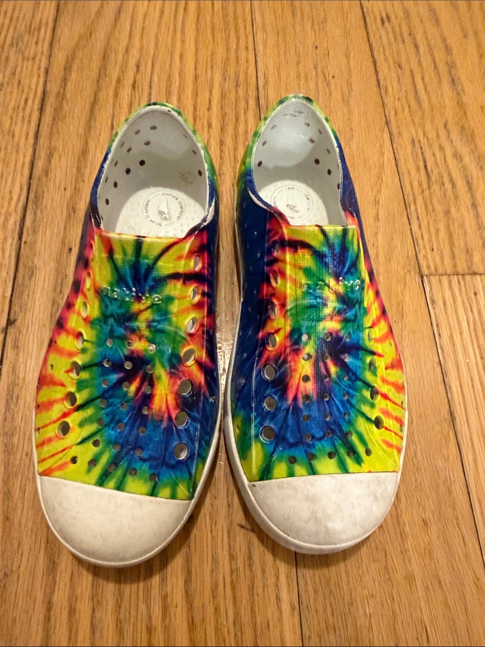 Native Shoes Kids Tie-Dye Slip-On Sneakers - Blue, Yellow, Green, Red